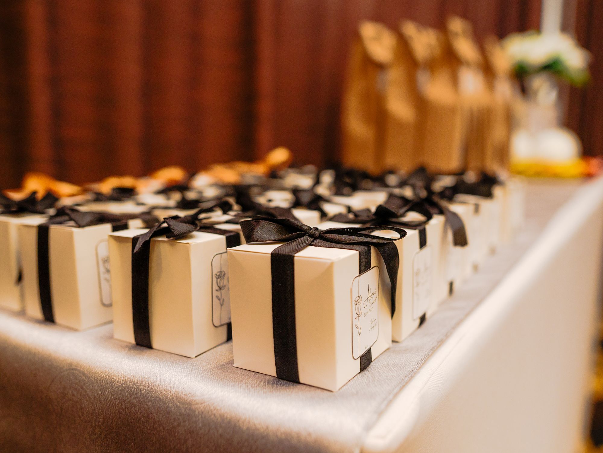 Corporate gift boxes with ribbon ready to ship